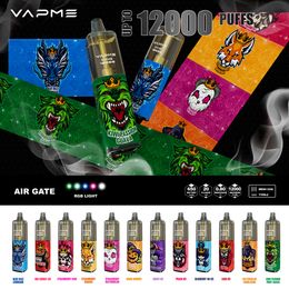 VapMe King 12000 Puffs E Sigaretten Wegeldbare vape Pen Device 0/2/3/5 Vaporizer 20 ml Type-C oplaadbaar 650 mAh Batterij Luchtstroom Mesh Mesh Mesh Coil 18 Slavours 12k schip in 1 dag in 1 dag