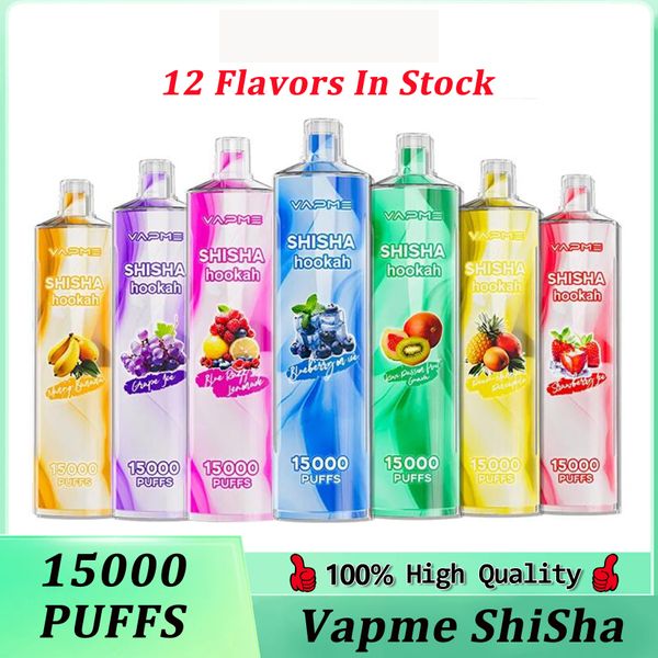 VAPME Puff Shisha Narguilé 15000 Puffs 15k Vape Jetable 650mAh Batterie Rechargeable 25ml Prérempli 12 Saveurs mini Cigarettes E Jetables vs Puff Jnr 12000 Puff