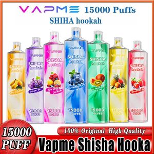 VapMe Shisha Hookah 15000 Puffes 15K Vape jetable 650mAh Batterie rechargeable 25 ml Pod préfabillé 12 saveurs E Cigarettes vs Puff Shisha Vape