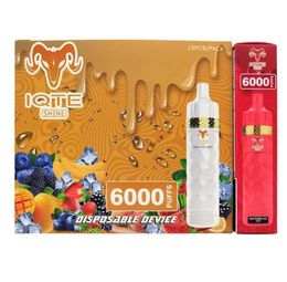 Stylo vaporisateur pour narguilé Original IQTE FILEX Shine 6000 bouffées 850mah 15ml prérempli autorisé 10 couleurs Cigarrillos Vape Desechable