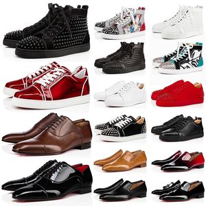 Heren Loafers Designer Dames Heren Dress Shoes Big Size Us 12 rode onderkant hakken Luxe leer Zwart Wit Roze trouwschoenen rode bodems Spikes laarzen Trainers Sneakers