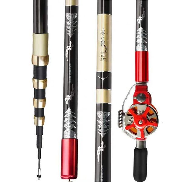 Variable 4.5-9M Juego combinado de caña y carrete de pesca huecos de posicionamiento múltiple Barra o rueda de mano ultraligera y superdura 2 opciones 240227