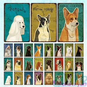 Variétés Chiens Vintage Caniche Chihuahua Métal Peinture Plaque Peinture Fer Tin Sign Mur Photo Animalerie Maison Salon Decor20cmx30cm Woo