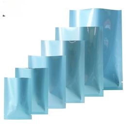 Variété de tailles 100 pièces brillant bleu thermoscellable Sachets sac de stockage des aliments en aluminium papier Mylar emballage sacs