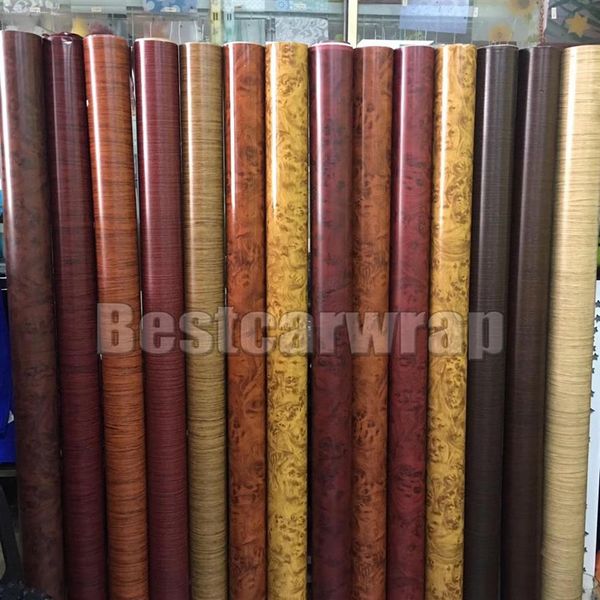 Envoltura de vinilo de grano de madera de varios colores con burbujas de aire para el exterior del automóvil y el envoltorio interior que cubre las pegatinas Tamaño 1 52x20m Rollo 3253