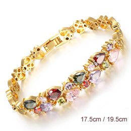 Diverses colorés en double cuivre couleur or couleur aaa zircon bracelet beaux amants pour femmes bijoux d'anniversaire 240423