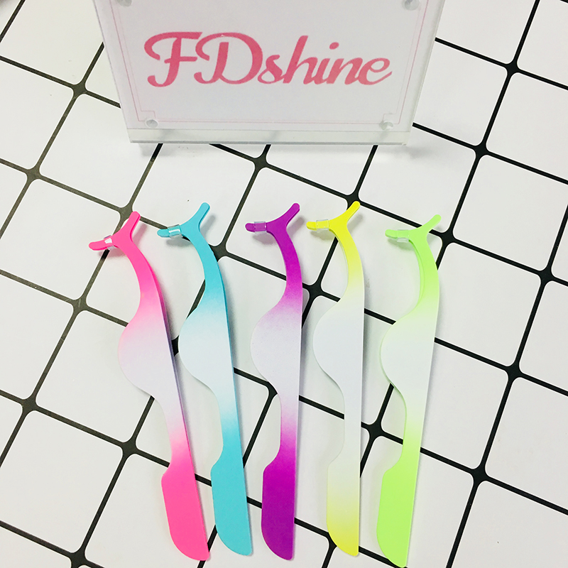 Various Colors of Lashes Tweezers for Choose False Eyelashes MakeupTool Stainless Steel Lash Applicator for Beauty FDSHINE