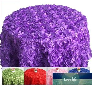 Diverses couleurs table ronde rosette broder couvercle de table 3d rose conception de fleurs pour une fête de mariage hôtel rond