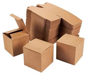 Emballage en papier kraft de différentes tailles Boîte-cadeau Petites boîtes en carton Papier kraft carré Emballage en carton Boîte de papier Usine de gros