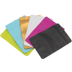 Bolsa de almacenamiento de alimentos de plástico de papel de aluminio dorado negro mate de varios tamaños, bolsas de paquete con cremallera de pie termosellables