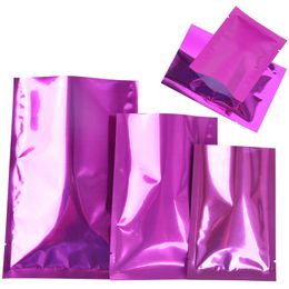 100 stks Warmte Seal Open Top Verpakking Vacuümzak Gezichtsmasker Power Package Mylar Pouches Sample Gift Packing Tassen Pouch Diverse Maten beschikbaar Paars