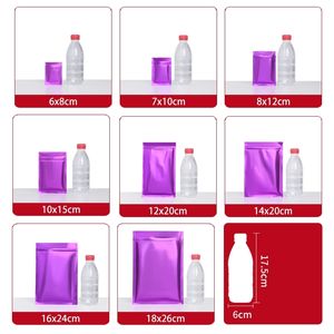 Diverses tailles mat violet fond plat joint cadeau sacs d'emballage emballage refermable papier d'aluminium Mylar animaux sac d'emballage alimentaire