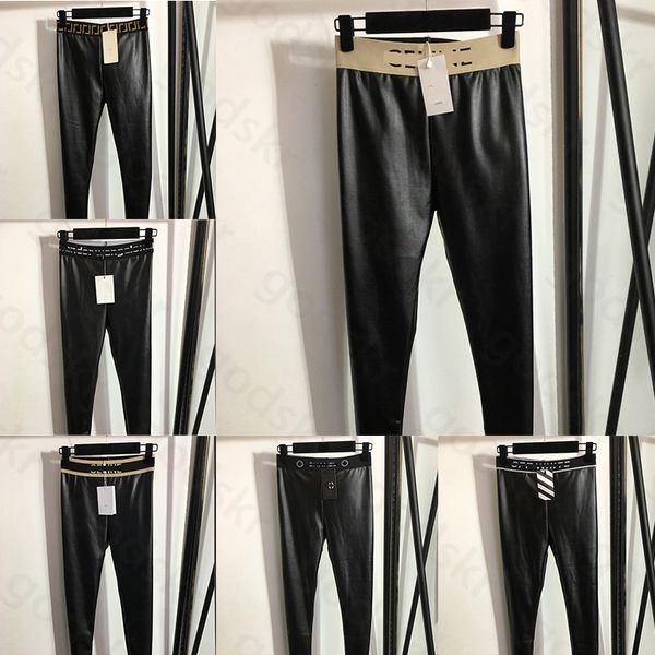 Pantalon en cuir PU pour femmes, différents Styles, taille haute, épais, taille élastique, Leggings extensibles, pantalons de Yoga et de Fitness