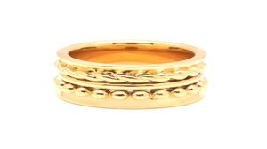 Varole Punk Bead Breedte Ring Goudkleur Meerlagige textuur Vingerringen voor vrouwen Fashion Jewelry hele H09114826735