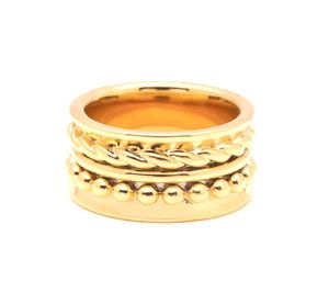 Varole Punk Bead Breedte Ring Goudkleur Meerlagige textuur Vingerringen voor vrouwen Fashion Jewelry hele H09118514235