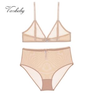 Varsbaby sexy high-taille slipje transparant ondergoed ongevoerd ademend garen doorzichtige beha set 211104