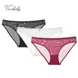 Varsbaby fil sexy sous-vêtements transparents slips taille basse culottes S-XXL solides 3 pcs/lots pour les jeunes femmes 220426