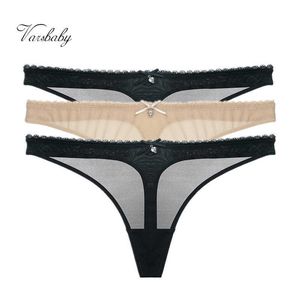 Varsbaby string sous-vêtement transparent slip à paillettes taille basse G-string S-2XL culotte 3pcs/pack 210720