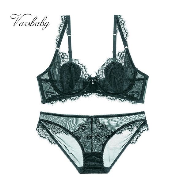 Varsbaby Ropa interior sin forro de encaje floral sexy para mujer Conjuntos de sujetadores con aros de hilo caliente LJ201031