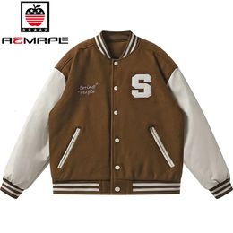 Varsity Baseball Bomber Jacket Mannen losse unisex jackets college jassen fleece jas honkbal uniform trendy mannen dames streetwear 231221
