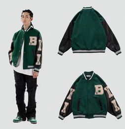 Varsity Baseball Bomber Jacke Frauen Hip Hop Harajuku Knochen Brief Patchwork Leder Streetwear Männer Unisex College Mäntel4737852