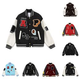 Varsity Jacket Honkbaljas Uniform Mode Hoogwaardige Breasted Warme jassen Koppels Dames Heren Massaal Leren mouwen Letterman-jassen