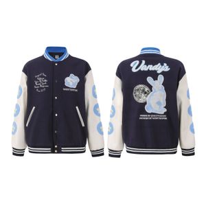 Varsity Jacket Hommes Designer Vestes En Cuir Manches Patchwork Hommes Femmes Baseball Bleu Foncé Veste Broderie Hip Hop Manteau Streetwear Taille US