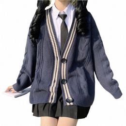 Varsity-gestreept vest trui voor dames Lg mouw Butt-up gebreid bescheiden vest High School preppy stijl outfit h4Pk #