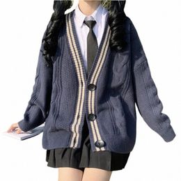 Varsity-gestreept vest trui voor dames Lg mouw Butt-up gebreid bescheiden vest High School preppy stijl outfit z8L3 #