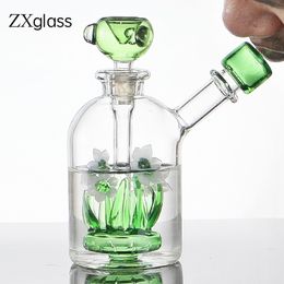 Florero Bong de vidrio Base de flor única Diseño de percolador Plataformas Dab Fumar Vaporizador de tabaco Botella de agua de vidrio de 5,5 pulgadas Pipa de cachimba colorida Tazón de 14 mm al por mayor