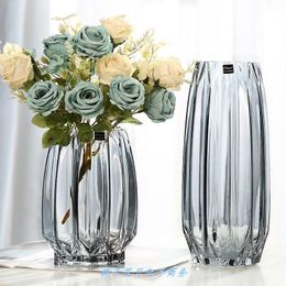 Vase nordique verre grands Vases bouteille Transparent décor à la maison hydroponique Terrarium chambre fleur décoration 210409