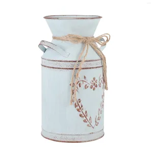 Vases 1 pc en forme de coeur élégant Pot de fleur seau de fer grande bouche avec des poignées corde