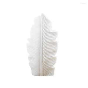 Vases 1 pièce Plume en céramique Vase Forme de feuille de fleur Balcon Balcon Ornement de chambre à coucher blanc Chambre salon Décoration de la maison