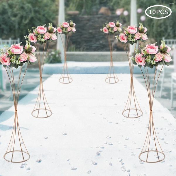 Jarrones 10 PC Set 80 cm Alto Florero Trompeta Decoración para el hogar Boda Top Centro de mesa Decoración Piso Grande