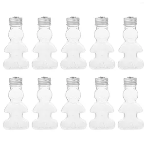 Jarrones 10 pcs botellas de Navidad recipientes de agua sellado botellas de jugo dulces té de leche de pan de jengibre the mascota plástico portátil