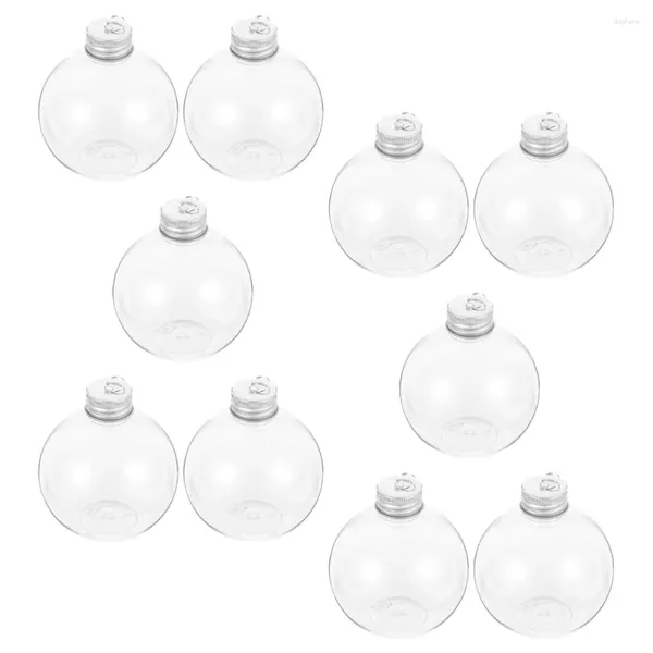 Vases 10 PCS Christmas Sphérique Bottle Festival Water Juice Bottles de rangement vide Plastic extérieur transparent les casquettes de café pour animaux de compagnie