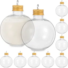 Vases 10 pcs Christmas Bouteille sphérique Ice Bottes de café Travel Juice Portable Capes en plastique transparent transparent Boissons vides
