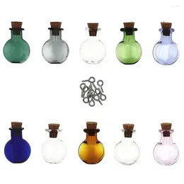Vases 10 pcs couvrent le collier brouillard terrarium pendentif bouteille en bois de petites bouteilles en verre