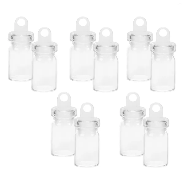 Jarrones 10 pcs botellas de vidrio tapones mini deseos de frascos de plástico pequeños párpados pequeños diy