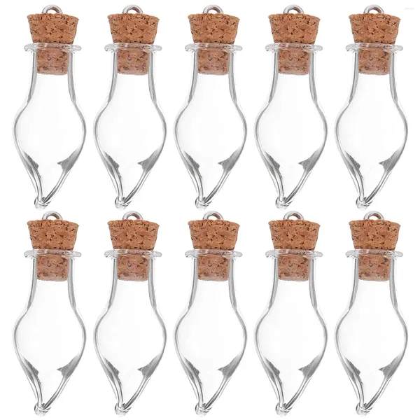 Vases 10 pcs pot en verre avec couvercle minuscules pots liège mouton oeil bouteille en bois bouchonné bouteilles de souhaits mini