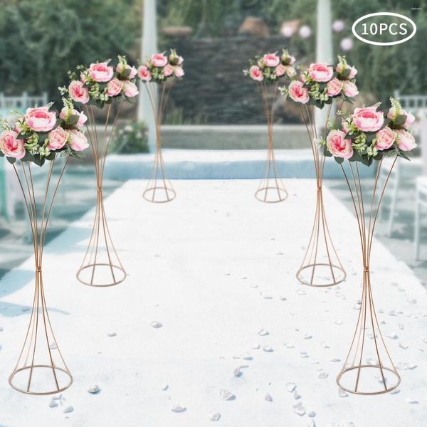 Vases 10 PCS Centres de table en or pour la table Wedding 31,5 pouces de haut en métal Trumpet Vase Vase Road Party Party Central Piece