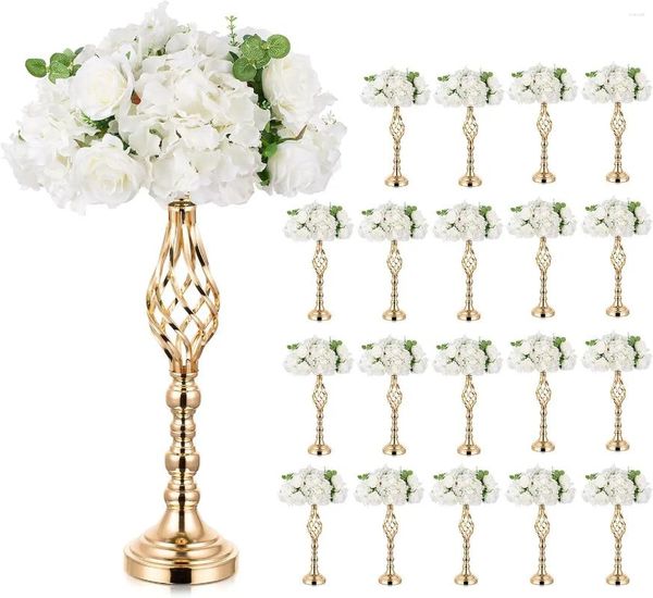 Jarrones 10 PCS Centro de bodas de arreglos florales de arreglos de metal de 20 pulgadas de 20 pulgadas de altura Candelabra de oro