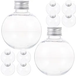 Vases 10 pcs bouteilles de café au lait bouteille d'eau en plastique transparent jus pratique avec bouchons couvercle de récipient de boisson