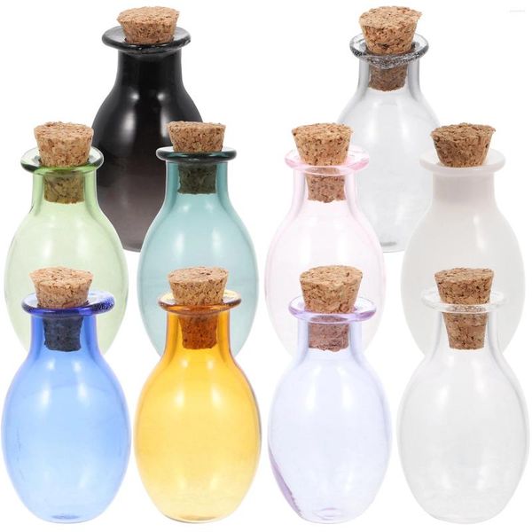 Jarrones 10 PCS Mini frascos de botellas de vidrio Adornos Cajas de plantillas para coleccionables Botellas pequeñas decorativas