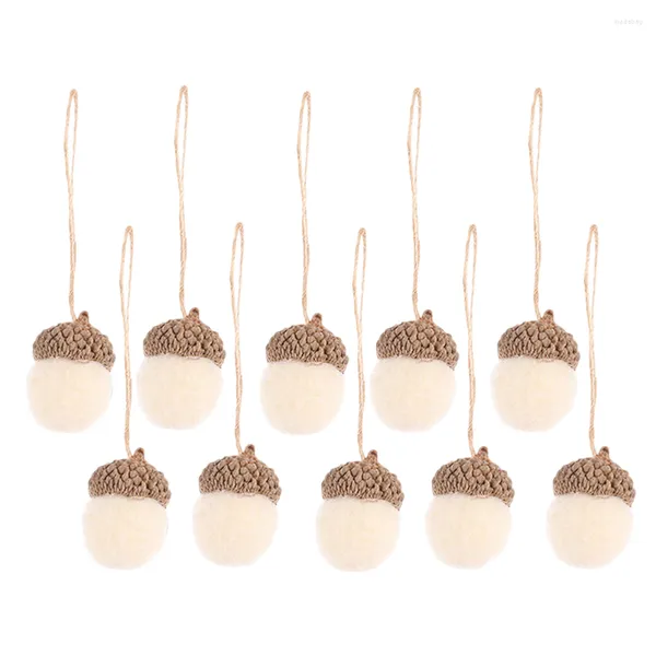 Vases 10 pcs Mini Stuffies Cape Scène de Noël Décors Suspendus Ornements Pompon Noël Petit Feutre Blanc Pommes de Pin Pendentifs Créatifs