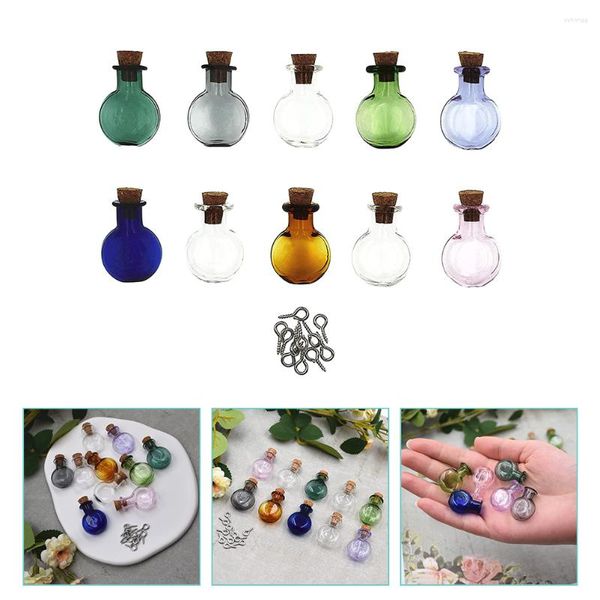 Vases 10 Pcs Mini Flacons Pots de Sorts Colorés Petite Potion Bouteilles en Verre Caps Message Clair