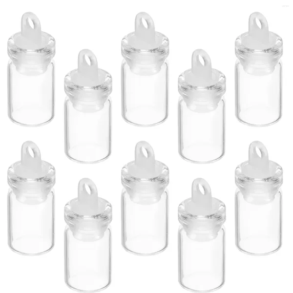 Vases 10 pièces pendentif souhaitant des pots de bouteilles avec couvercles petites mini bouteilles en verre en plastique petit bouchon