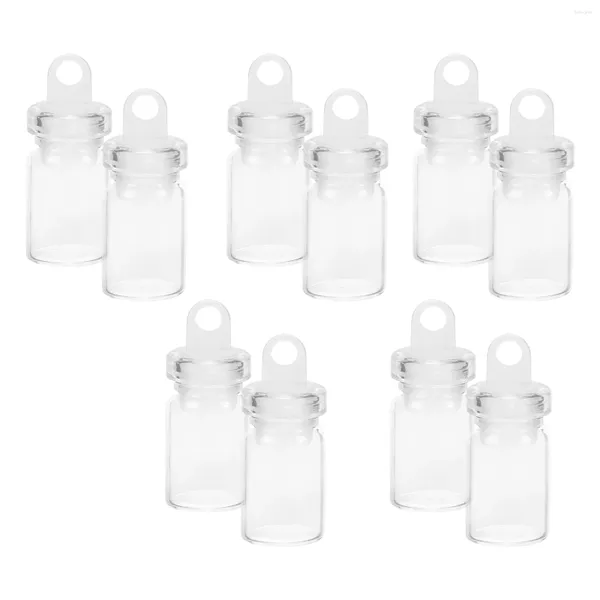 Vases 10 pcs pendentif souhaitant bouteille mini bocaux en verre bouteilles avec couvercles petit plastique peu