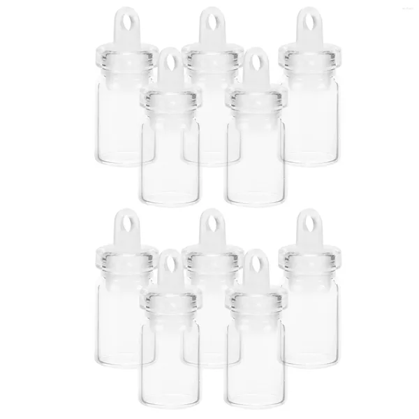 Jarrones 10 PCS Colgante Botella de deseos Frascos pequeños con tapas Mini botellas Tapón Tapón de plástico Vidrio Tiny