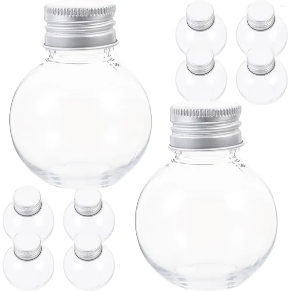 Jarrones 10 PCS Botella de agua Botellas antifugas Almacenamiento de jugo con tapas La bebida multiusos para mascotas Fiesta de plástico transparente
